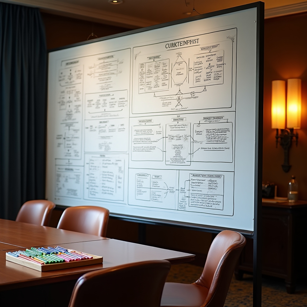 Strategische Planung an einem modernen Whiteboard